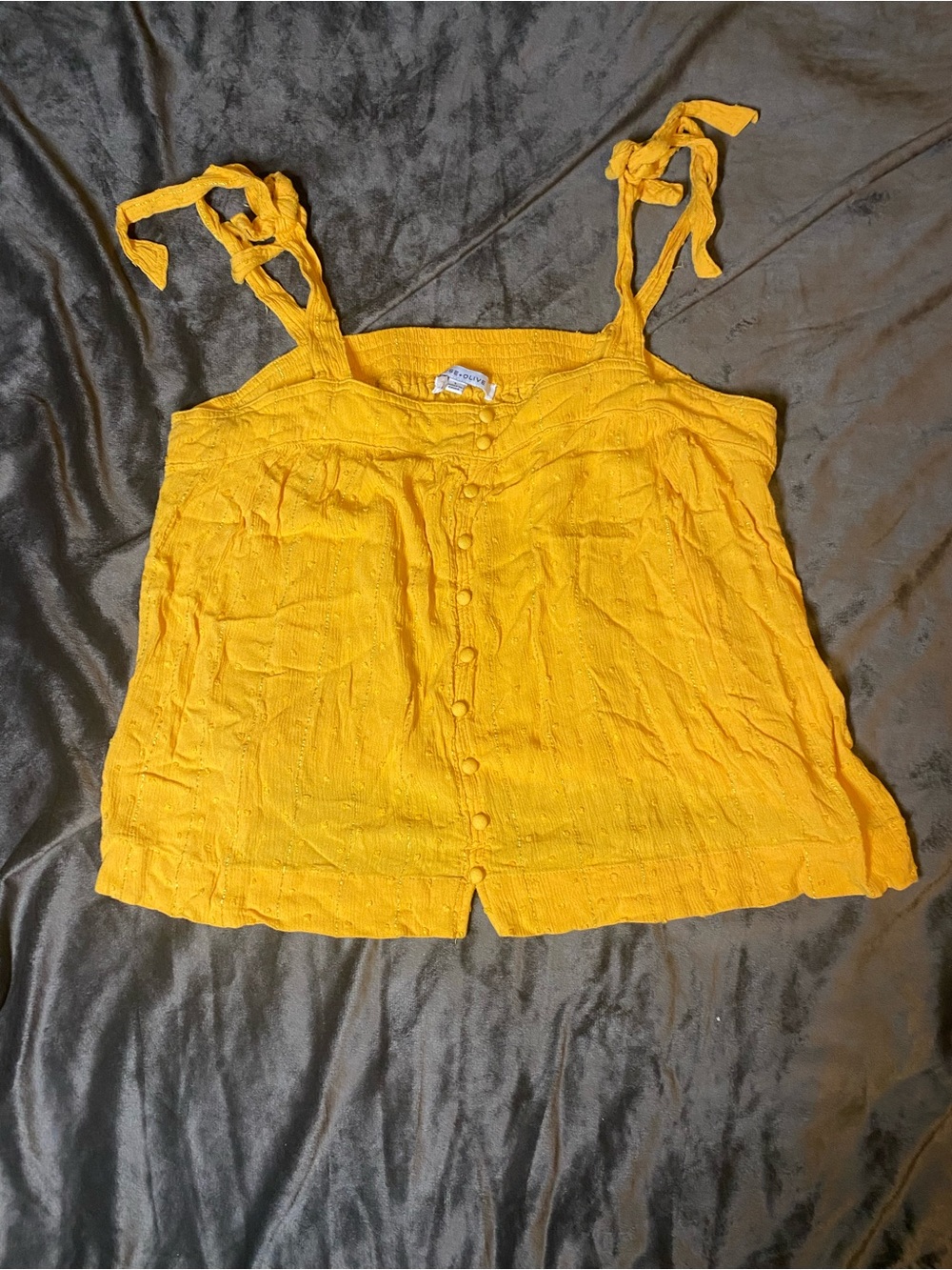 Rose & Olive Yellow Tie-Strap Button Front Camisole